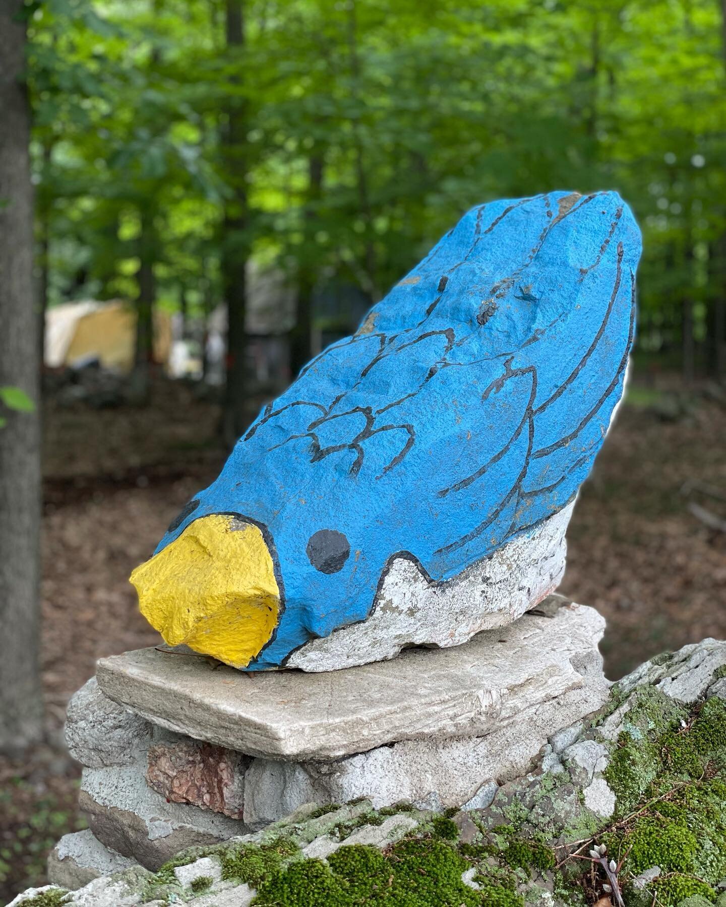 One of Harold Card&rsquo;s painted rocks at Old Rockville.