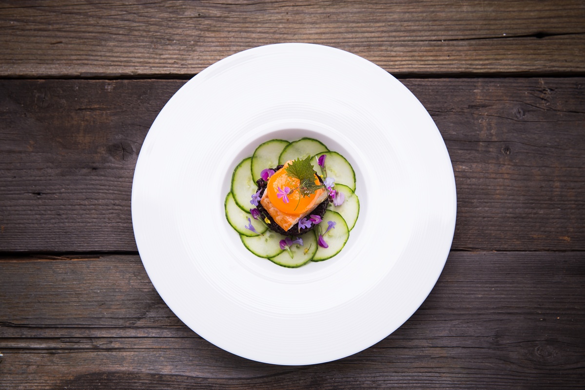 Salmon with black rice