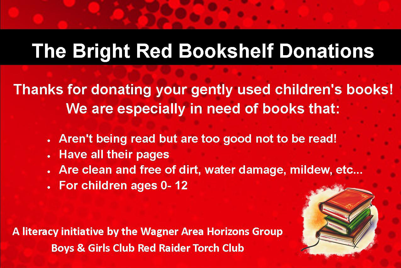 Bright Red Bookshelf Wagner Area Horizons Team Inc
