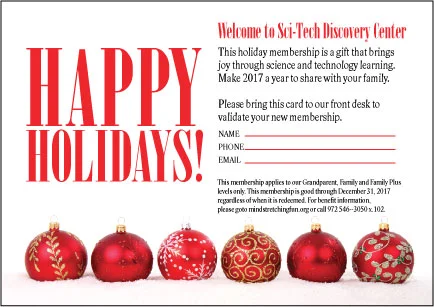 SCI-TECH DISCOVERY CENTER MEMBER'S GIFT CERTIFICATE 