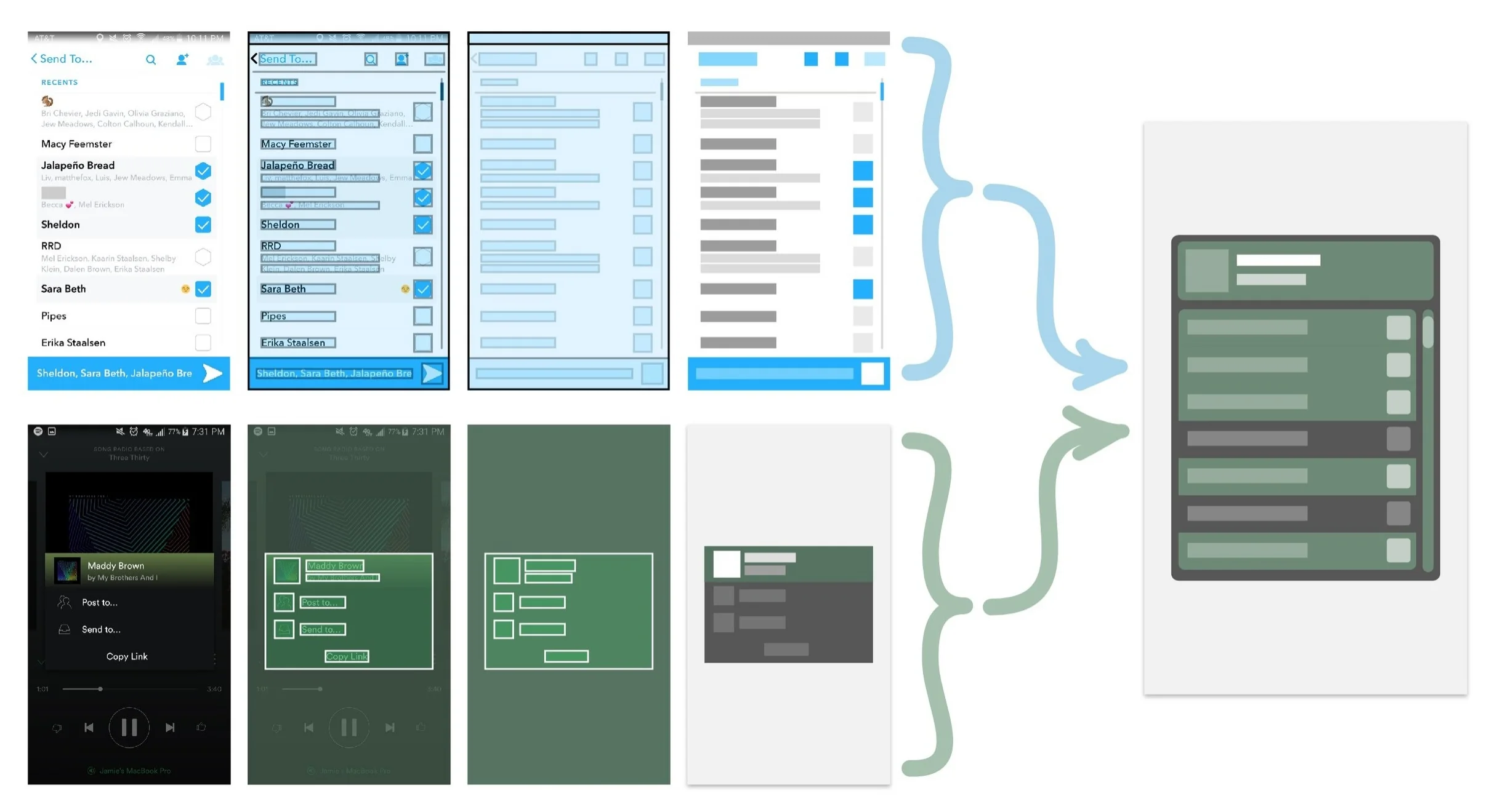 Overview of prototype workflow, combining and synthesizing existing elements to make new elements.