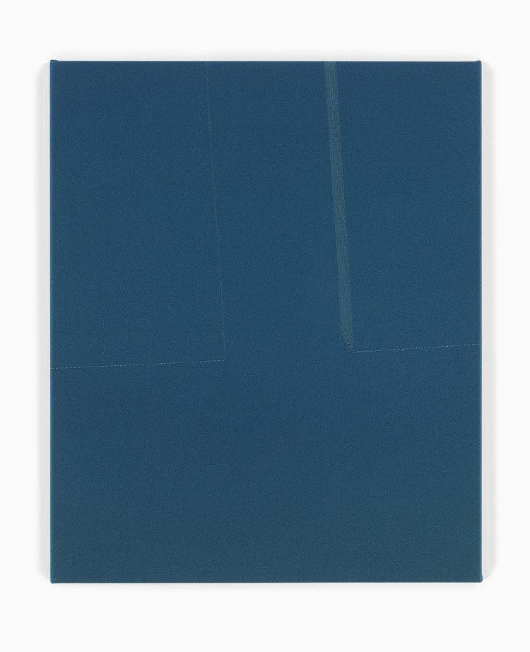   Untitled  2009 60 x 50 cm.&nbsp; blue cotton with removed threads 