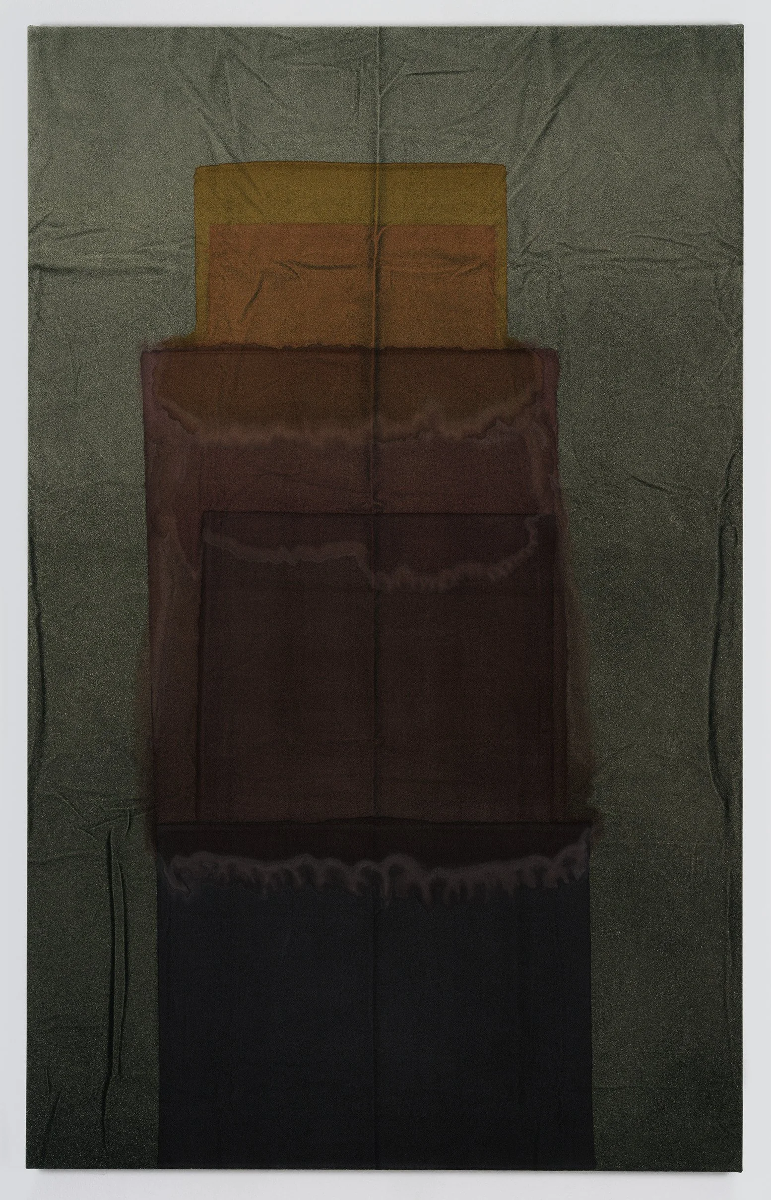 Calling 160 x 100 2024 painted, bleached velvet on aluminum stretchers