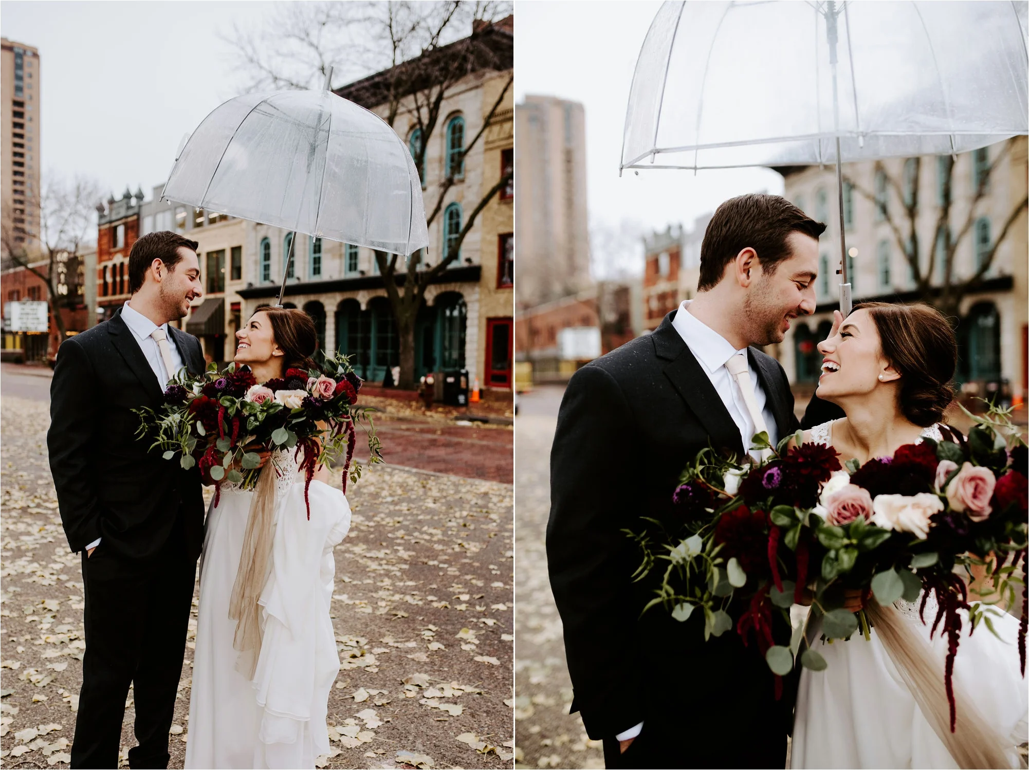 st anthony main bride and groom in fall machine shop minneapolis minnesota wedding photography
