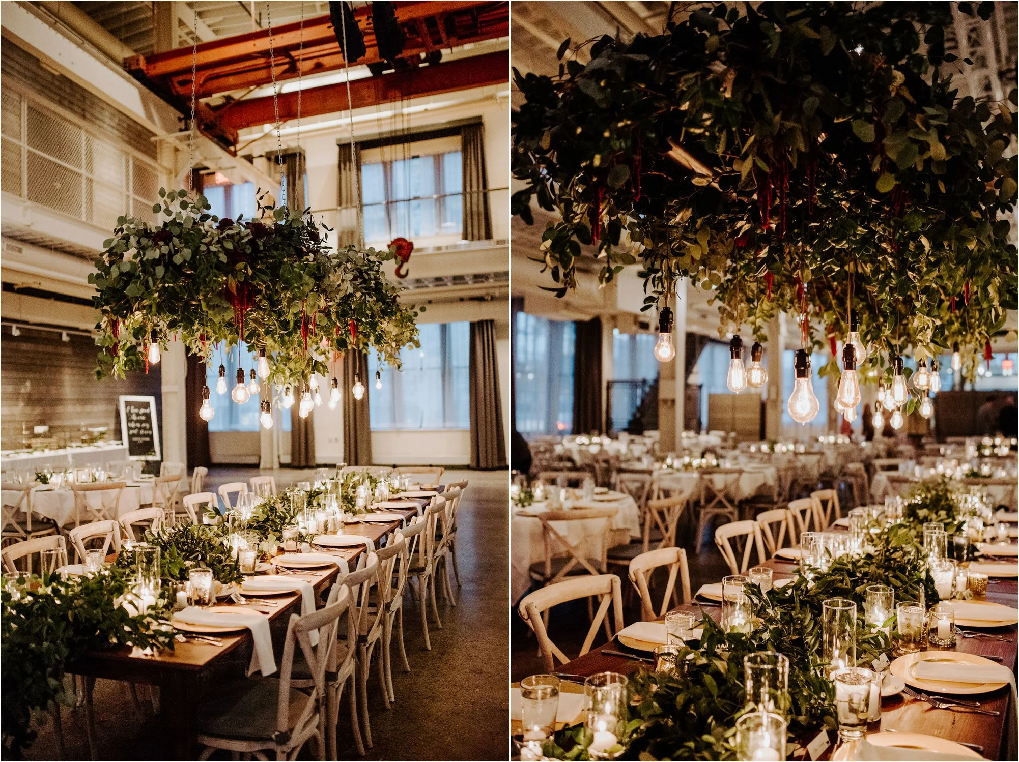 fall machine shop minneapolis minnesota wedding photography reception set up