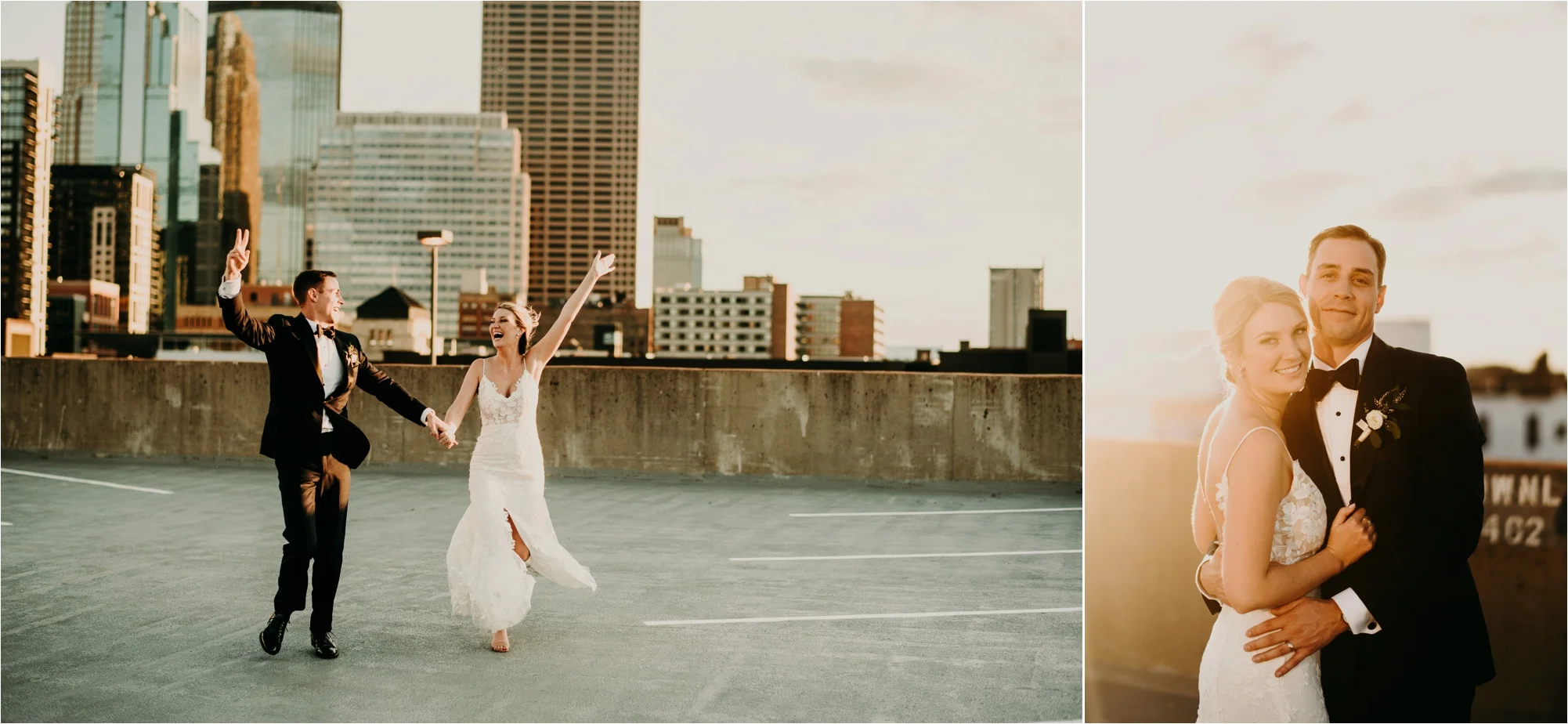 aria minneapolis sunset photos bride and groom