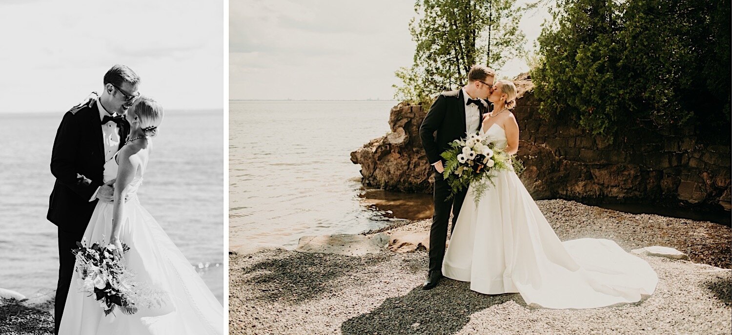 glensheen mansion first look bridge bride and groom