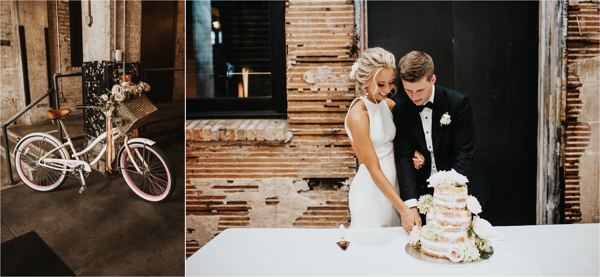  reception cake cutting wedding bike couple bride and groom photography minnesota ali leigh inspo  