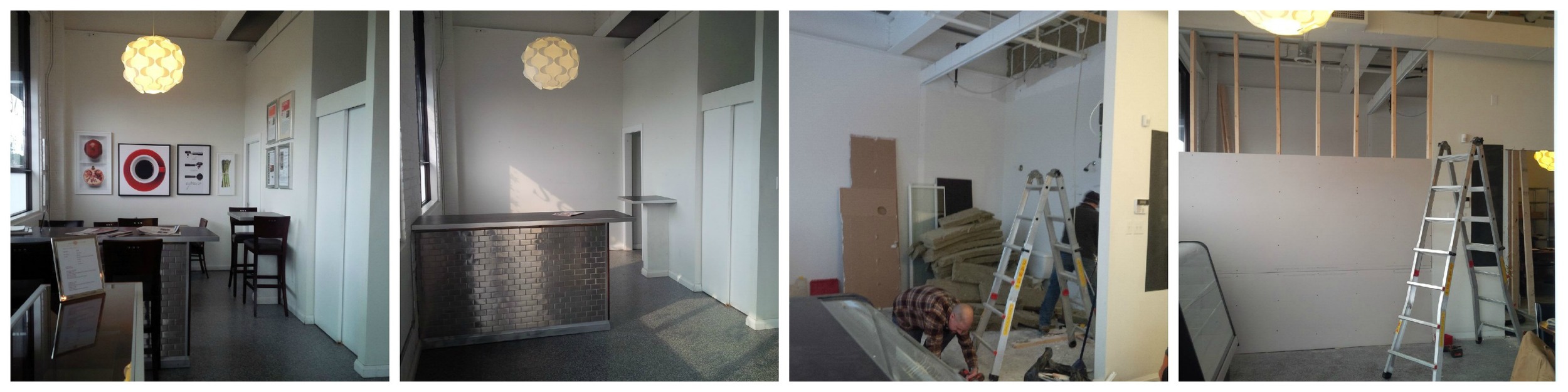 Progression of the space from cafe to 2nd rental kitchen and Manning Canning production space