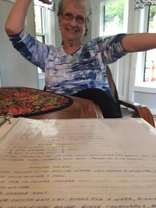 Auntie Dena and her recipe book