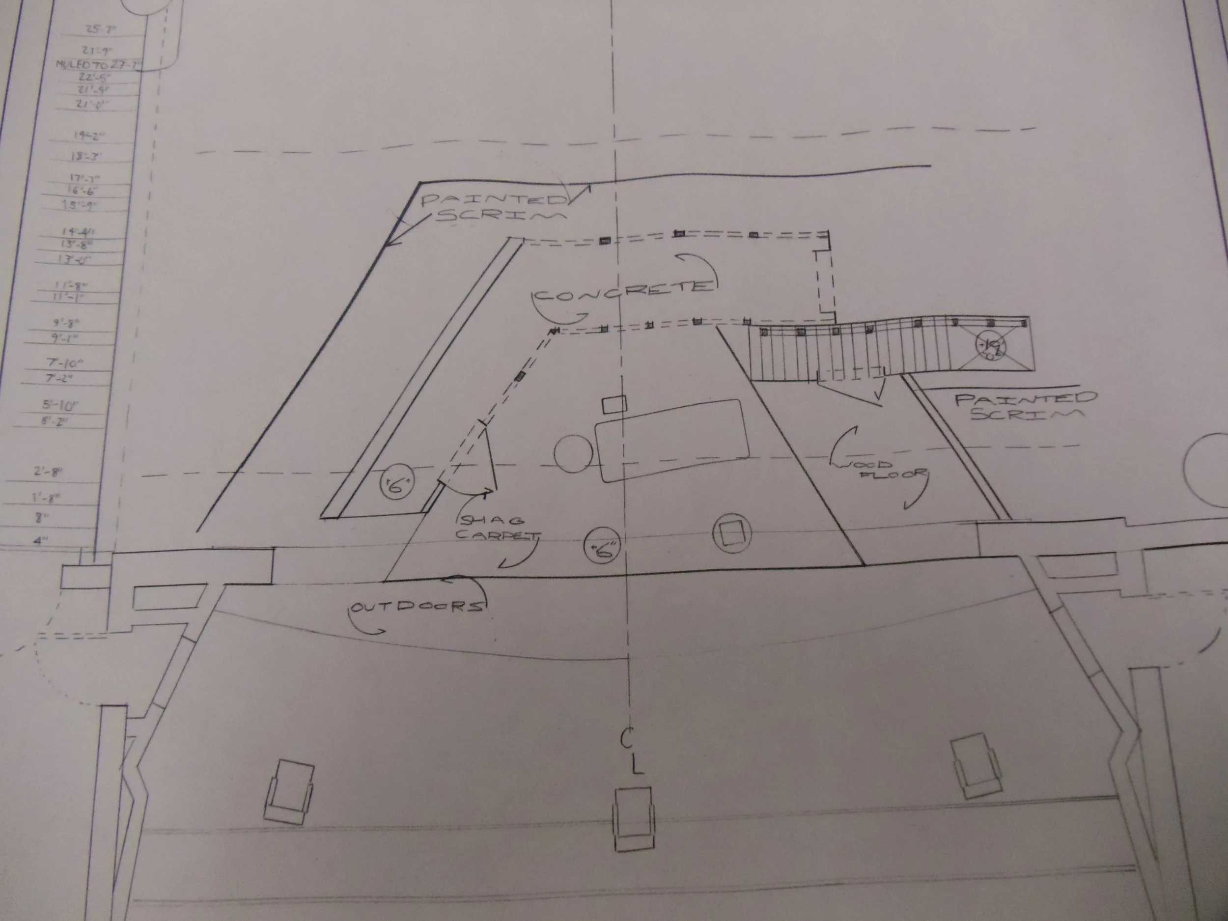  The ground plan of my design of&nbsp; Buried Child&nbsp; for a Scenic Design class. 