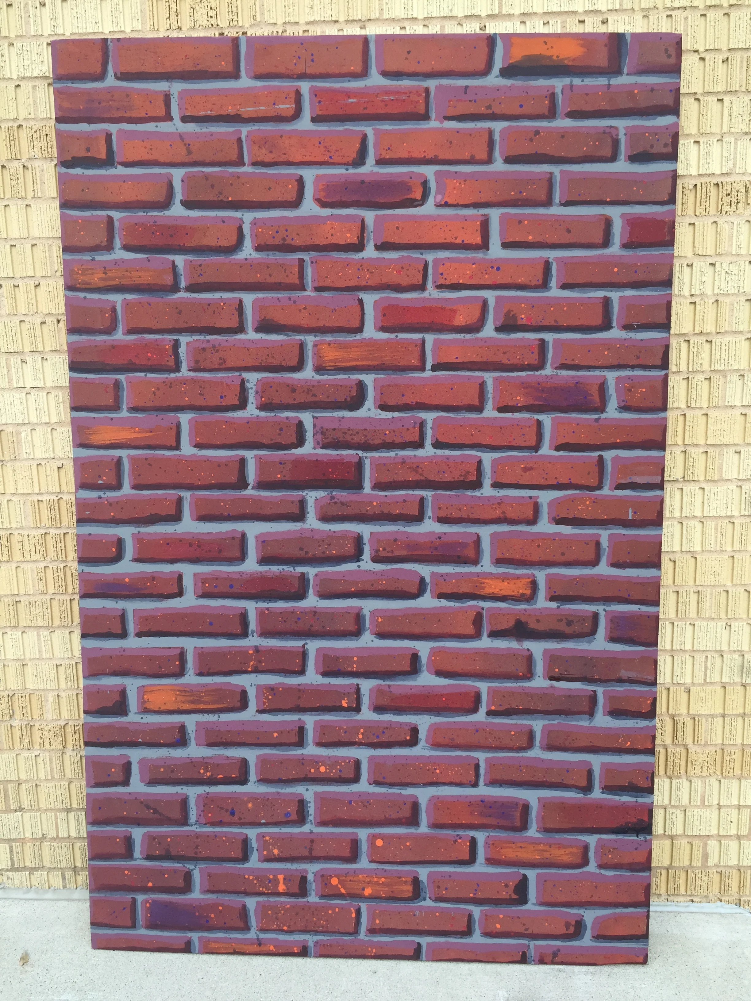  a scene painting project replicating brick on a 3.5x5' flat 
