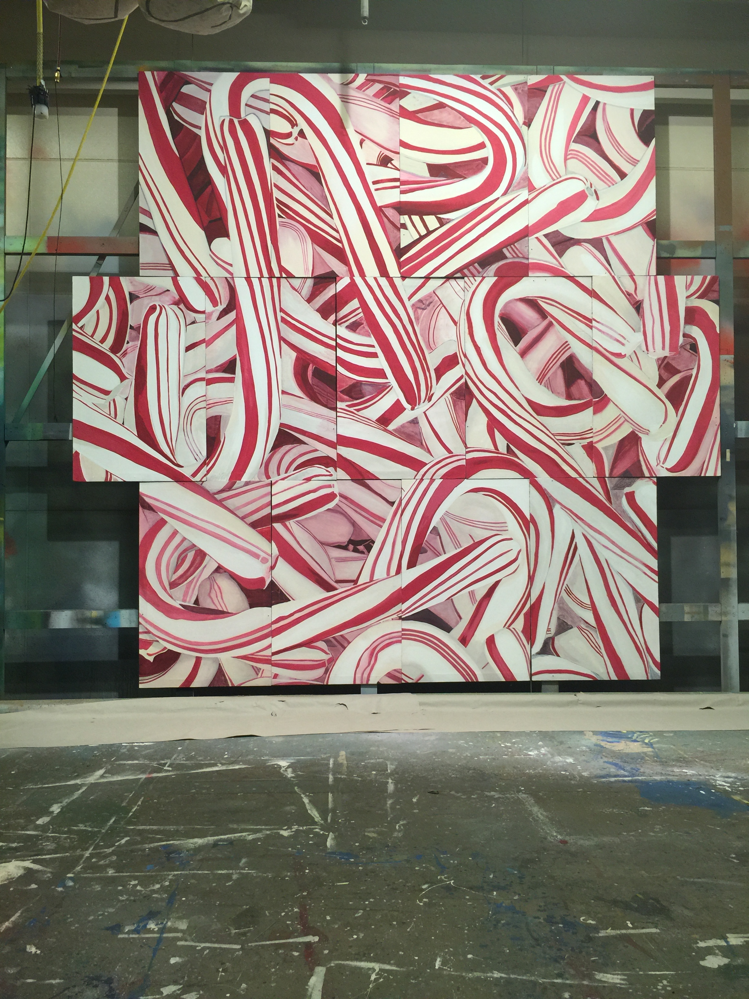  that same flat (the center one) put together with several other artists to create a 15' tall candy cane masterpiece 
