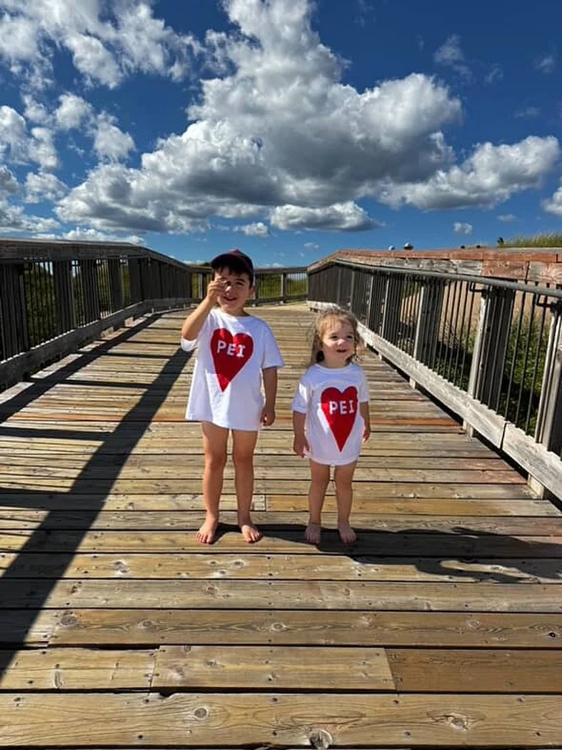 Back in stock in our online shop and ready to ship to your favourite tiny explorer: PEI heart kids&rsquo; tees! 

Available in sizes 2T, 4T &amp; 5/6T. ❤️

Photo: @alexamazzarello  #princeedwardisland #pei