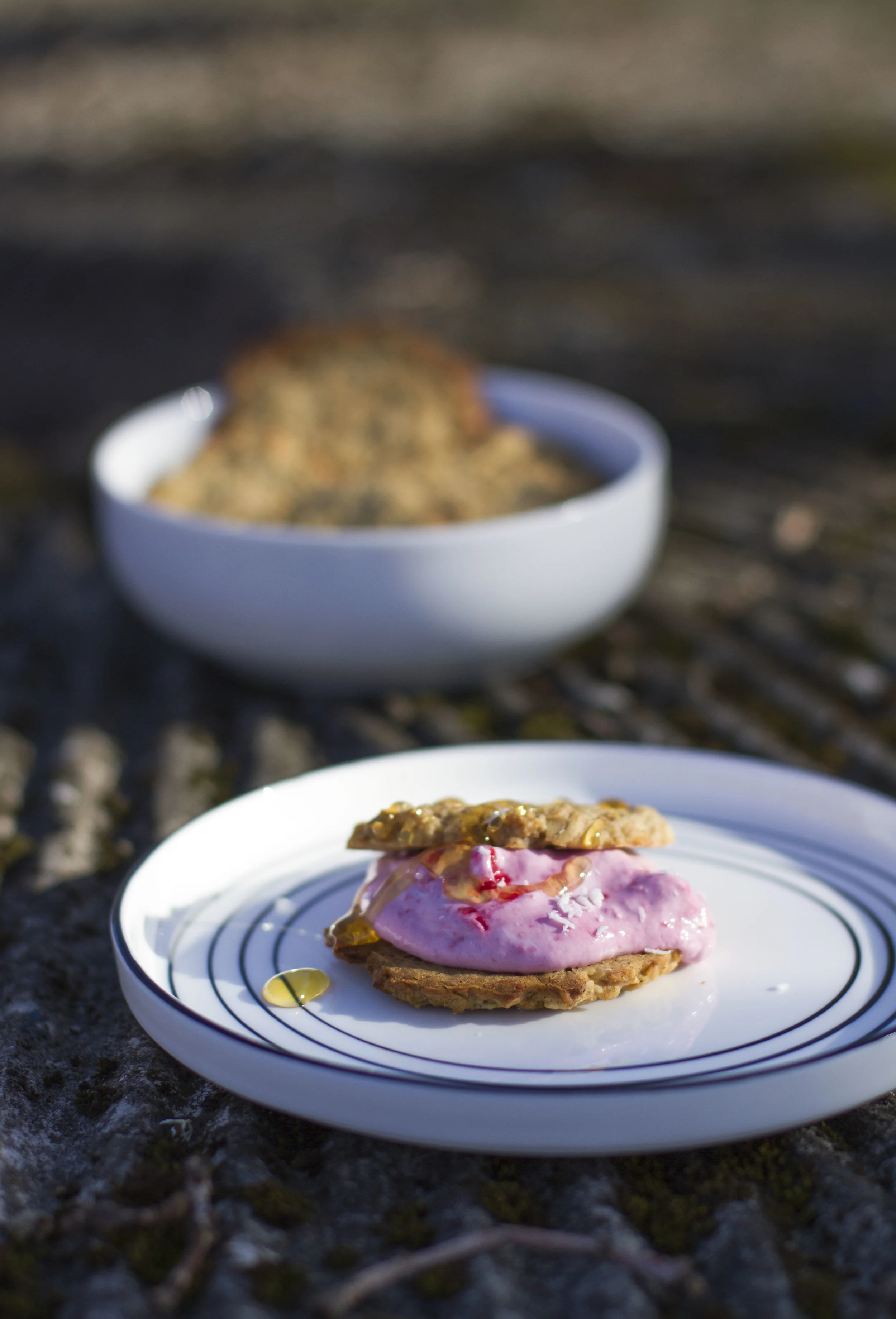 I ate some of them with a layer of quark mixed with raspberry and a little honey. But they were even better "au naturale"... 