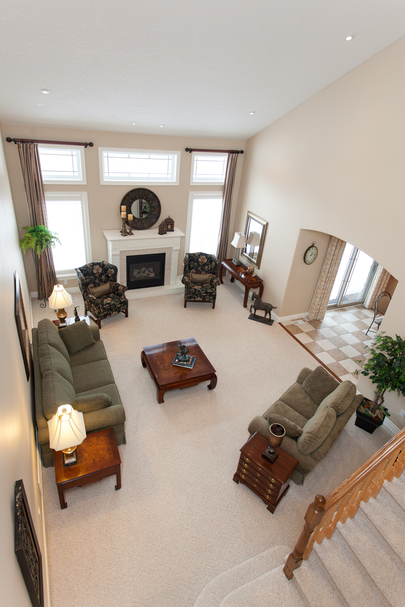 Living room with vaulted ceiling