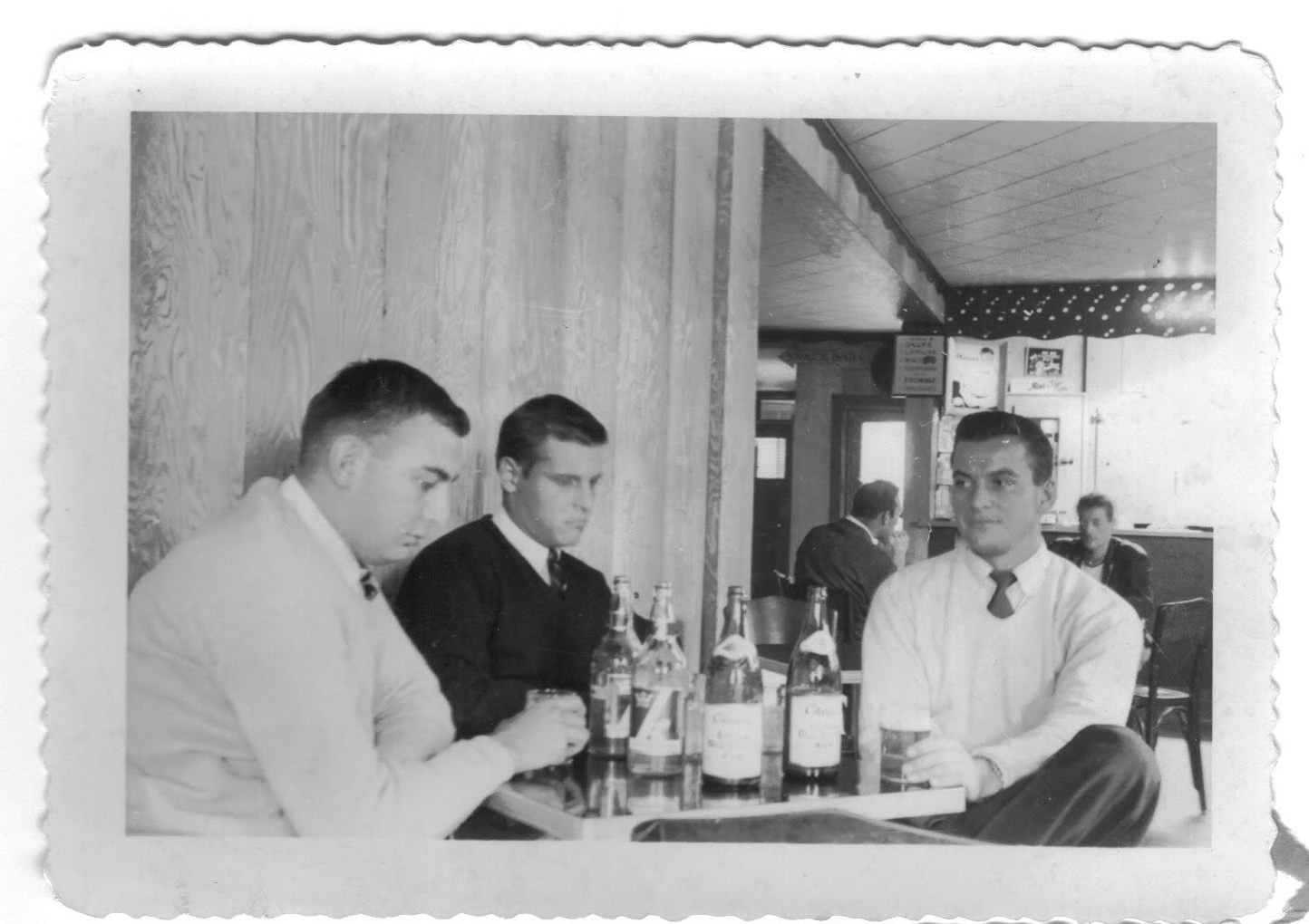  Three Deek brothers enjoying 1955 Spring Break: Emmett Williams (President 1955-56), Tom Aud, and Charles O'Brien (President 1954-55) 
