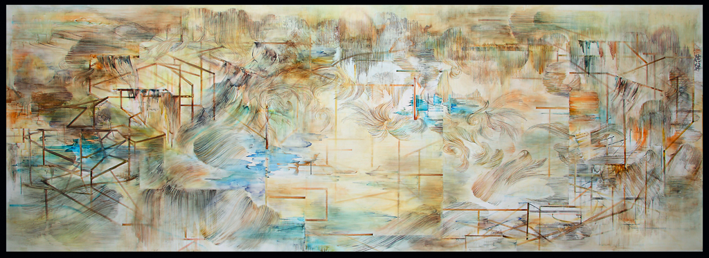 map to an impossible monument watercolor, gouache on polypaper 5'x14' 2011