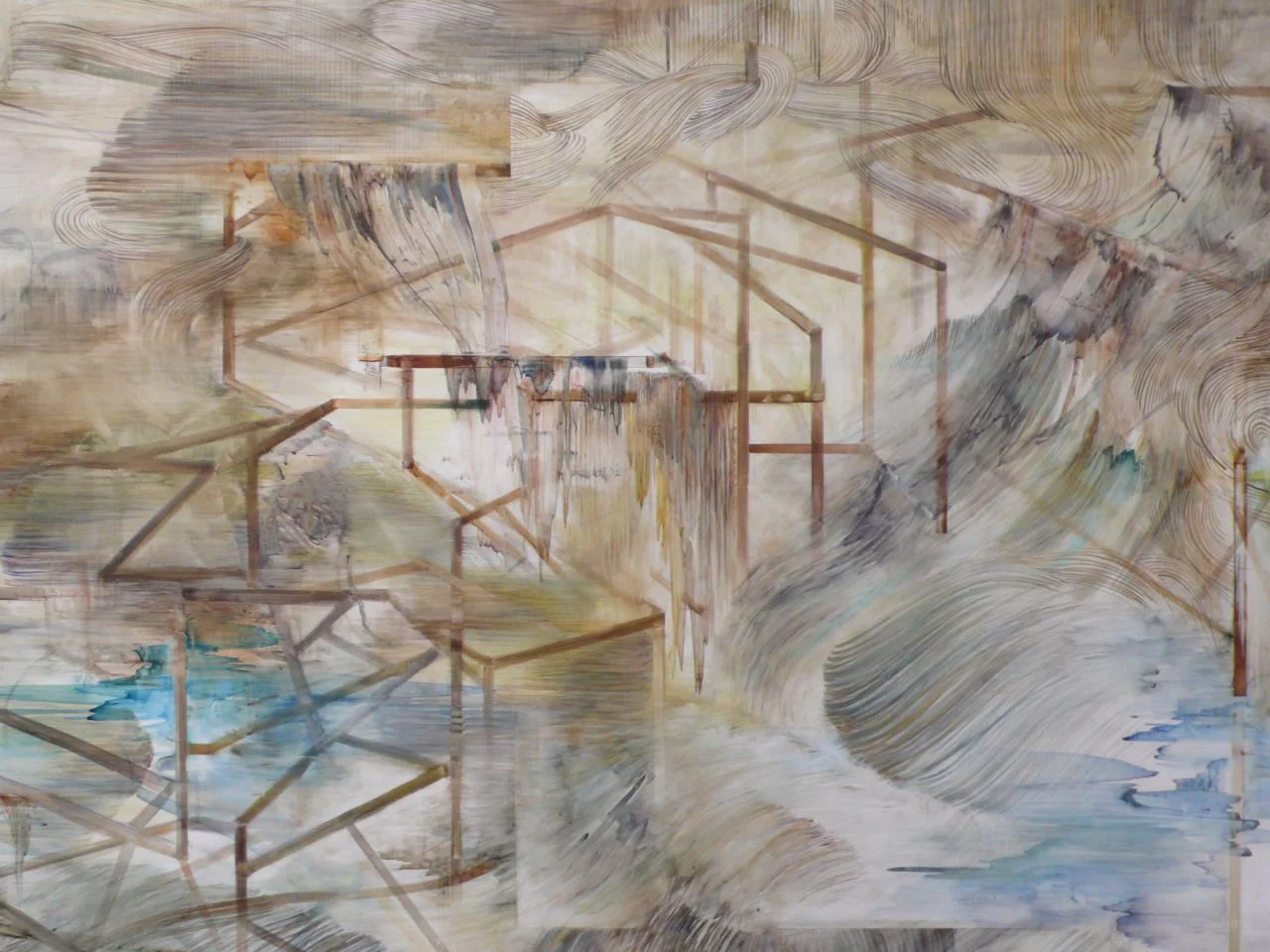 map to an impossible monument (detail) watercolor, gouache on polypaper 5'x14' 2011