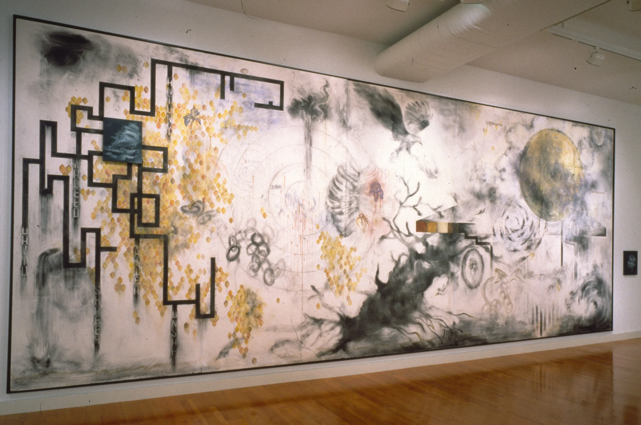 find the Syrian boys installation preliminary drawing mixed media 8'x20' 1990-1992
