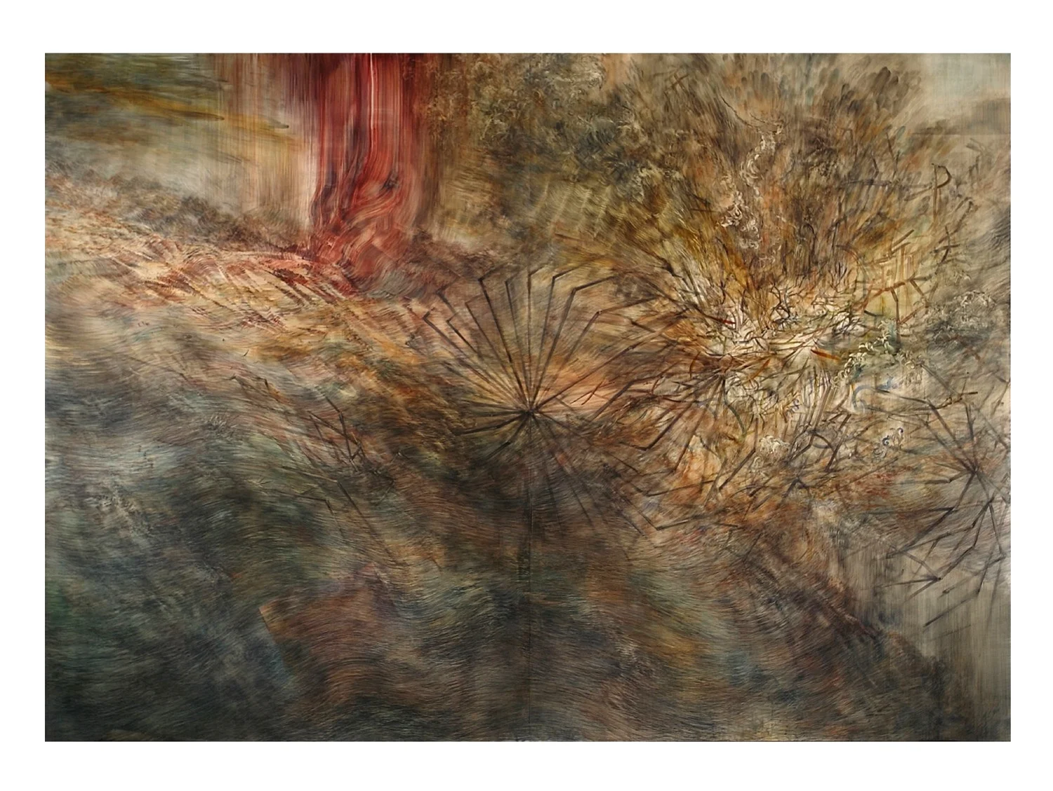 painting the river red watercolor, gouache on clayboard 60"x84" 2012