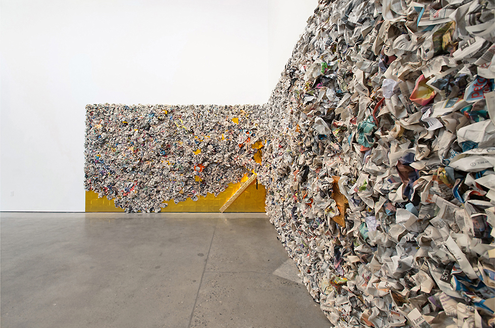 impossible monument (nothing but the memory) installation, side view mixed media 8'x32' 2016
