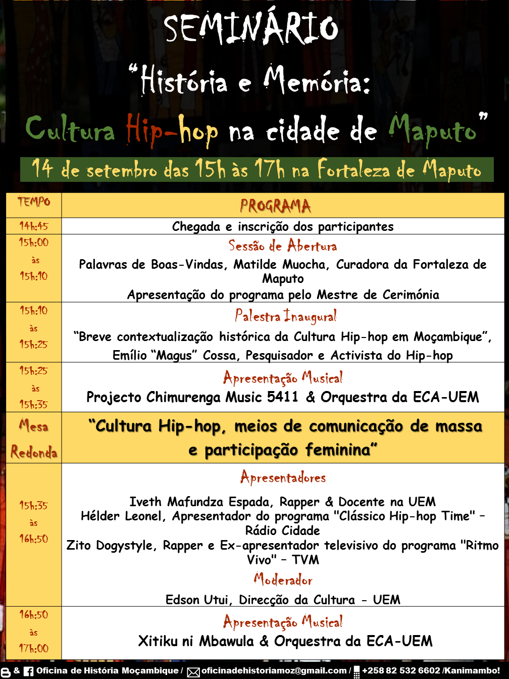 "História e Memória: cultura hip-hop na cidade de Maputo", 14 de Setembro, Fortaleza de Maputo