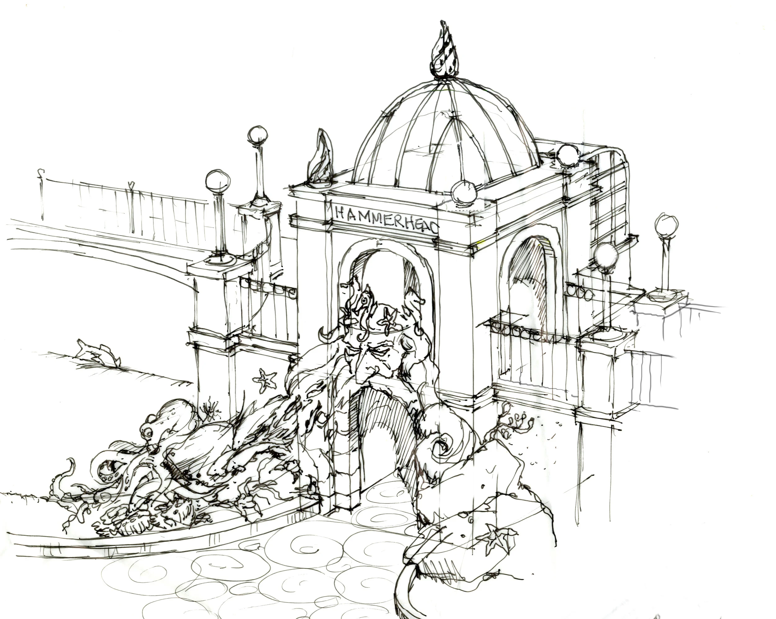 Hammerhead Ride and Mermaid Fountain