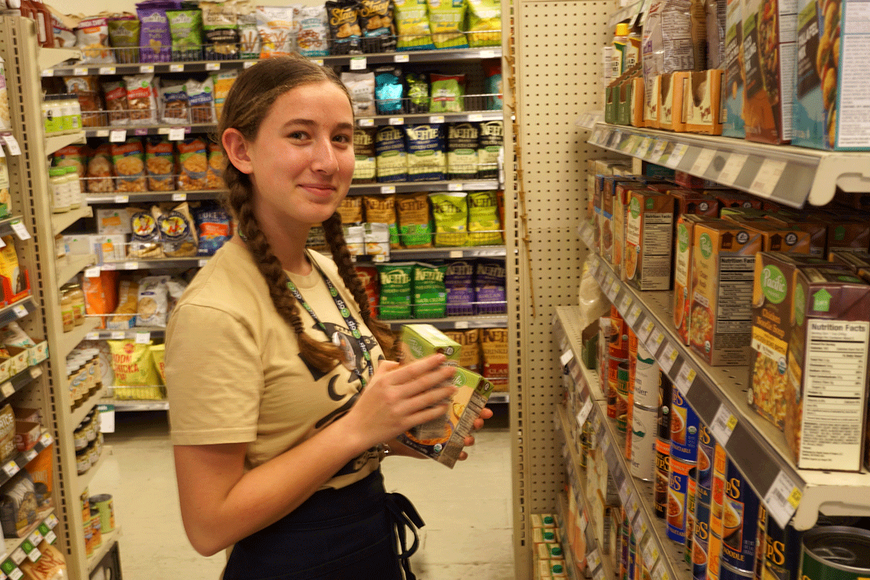 Maya working in Packaged Goods for a shift.