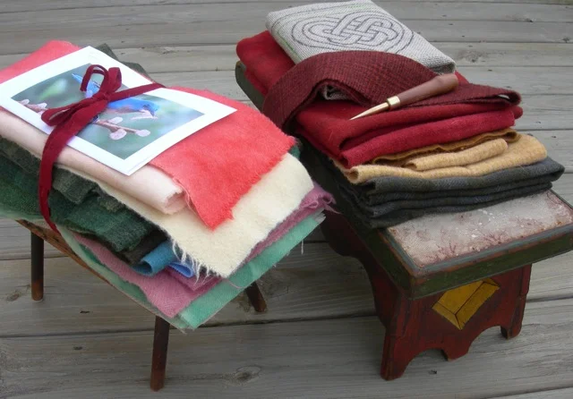Dyed and as-is wool for my two footstool toppers.