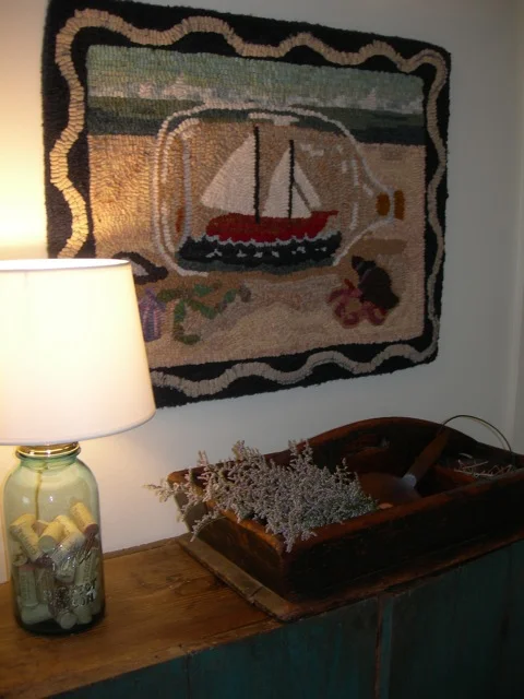 Ship in a Bottle as it hangs in the hallway outside my studio.