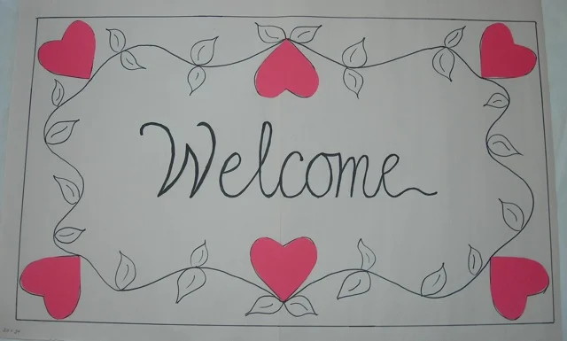 A design for a Hearts and Vines welcome mat.