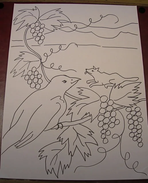 The Fox and The Grapes pattern drawing 18 x 24