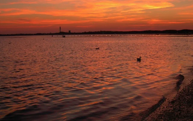 A perfect sunset looking west toward Provincetown, MA.