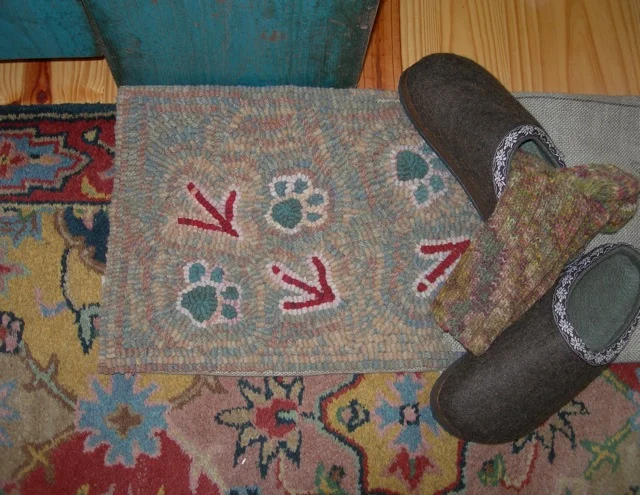 The first few footprints have been hooked in the hall runner.