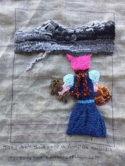 Many hours of hooking produced the beginning of the background. I also hooked lots on my second Resistance Rug, which I will share in a few weeks or so.