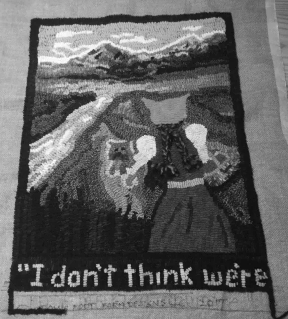 Here's a black and white photo of Resistance Rug #1. Almost finished.....