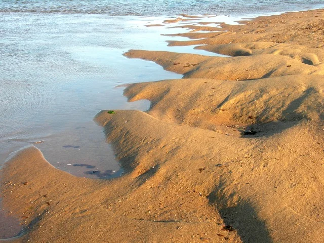 I love this sculpted edge of the beach at low tide.