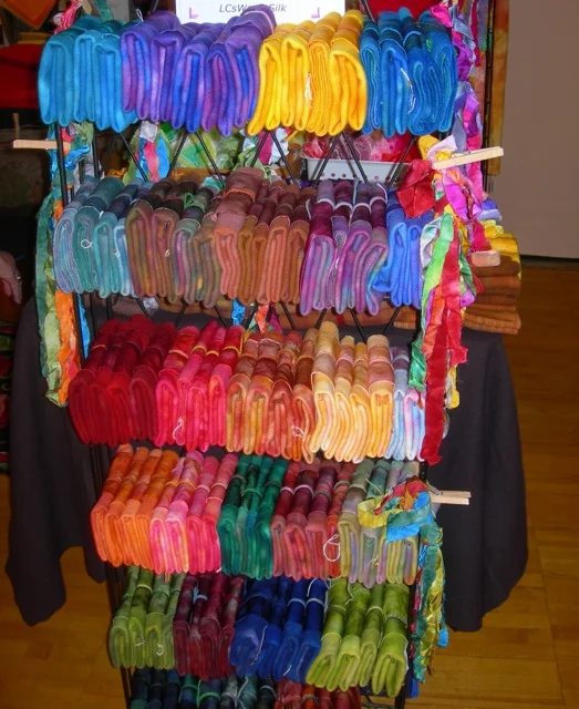 LC WoolnSilk's display of eye catching colors and texures.