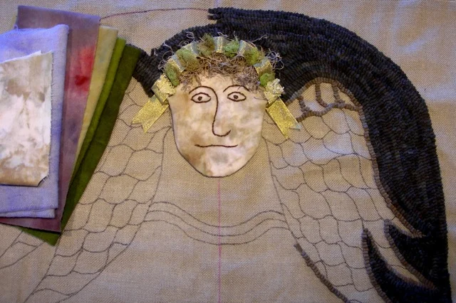 The background is hooked with #8.5 wool cloth strips. The rest will be in an 8 cut.