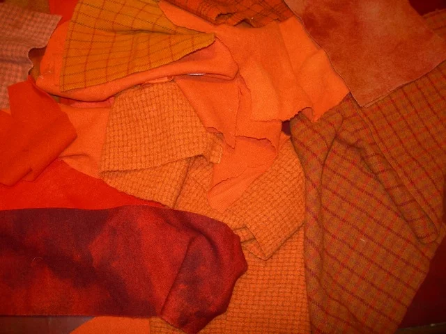 The orange wools used.