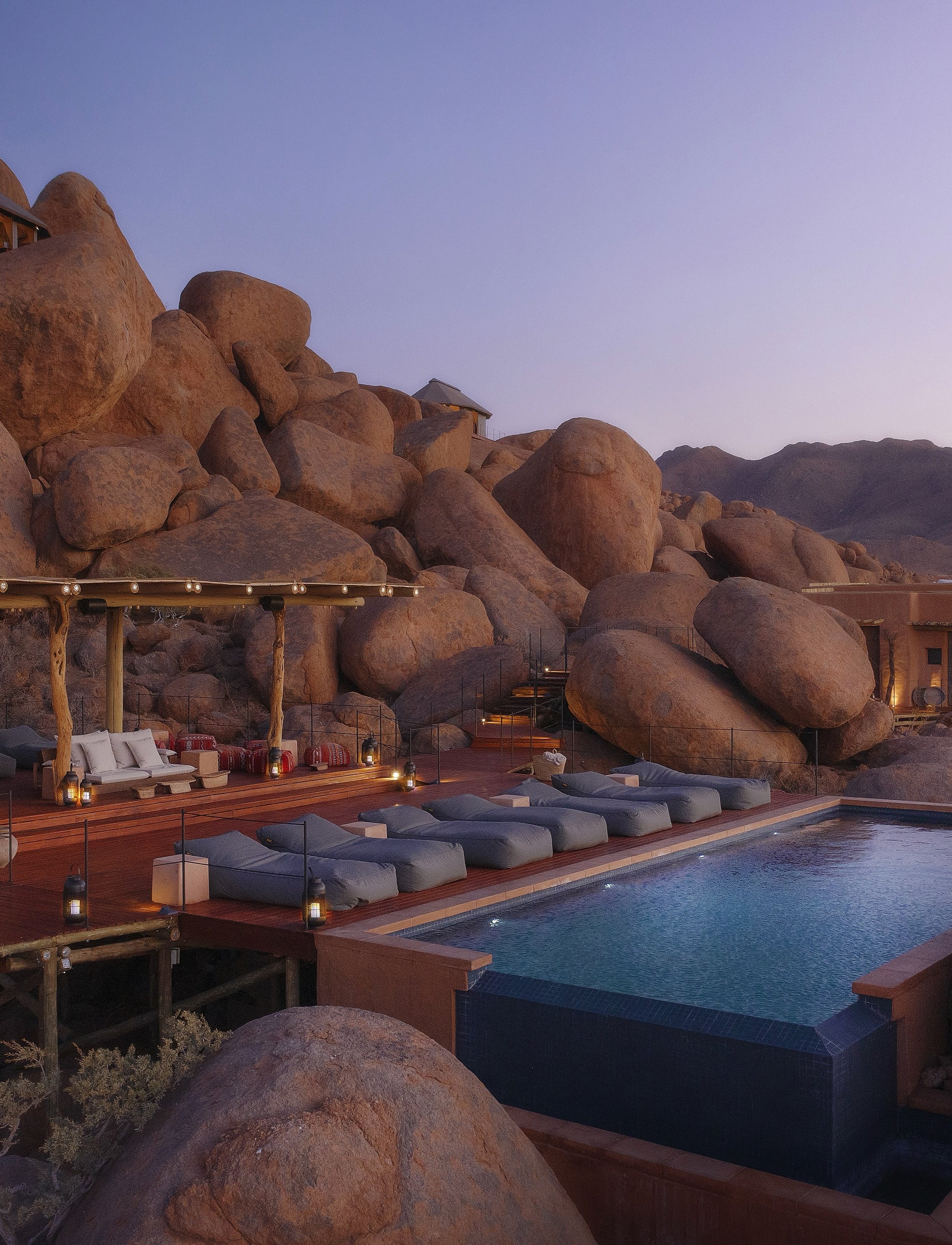 Zannier Sonop sits in pristine isolation within 13,800 private acres of remote Namibian wilderness. The estate provides an extraordinarily intimate connection to the age-old geography of the Namib Desert, where shifting red dunes give way to vast, op