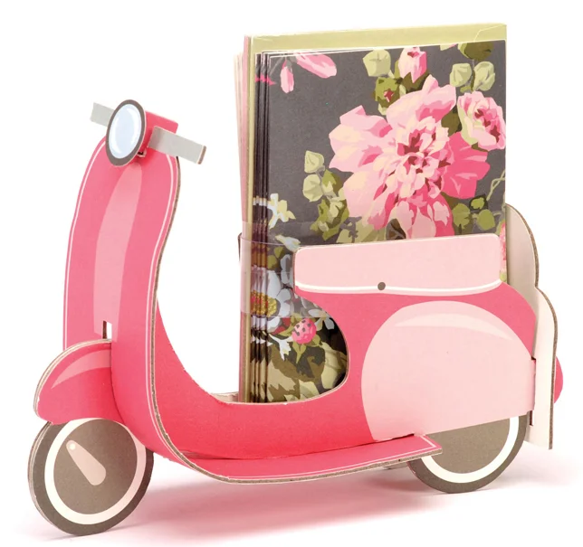 Notecard Set with Chipboard Vespa Scooter Packaging