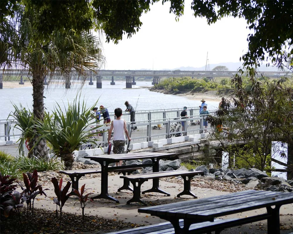 This part of the former Hospital Bridge was retained as a fishing platform when the new bridge was built.