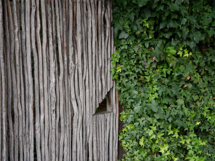 Textures evoke emotional responses: is this just a gate made of twigs or a doorway to Narnia?