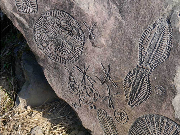 It's that magical public art from Portland again. The fineness of the inscribed linework contrasts beautifully with the heavy planes of the rock surface.