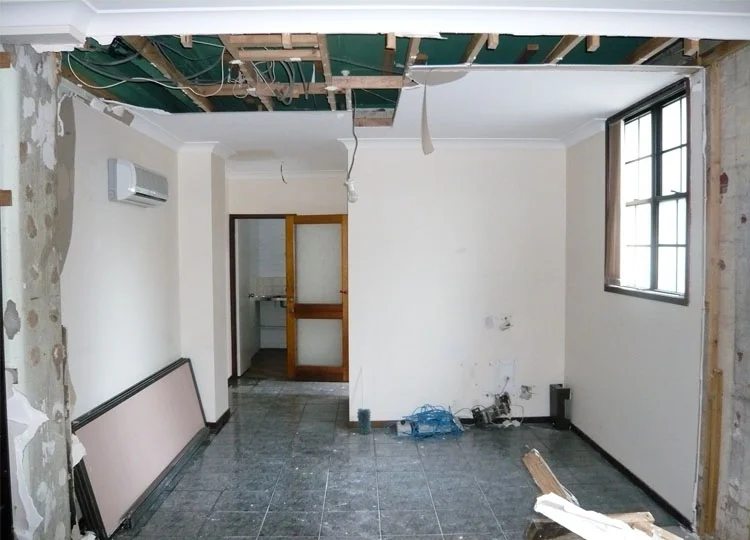 Looking in the same direction as the first image, this shows the space as it was at the very start of the project.