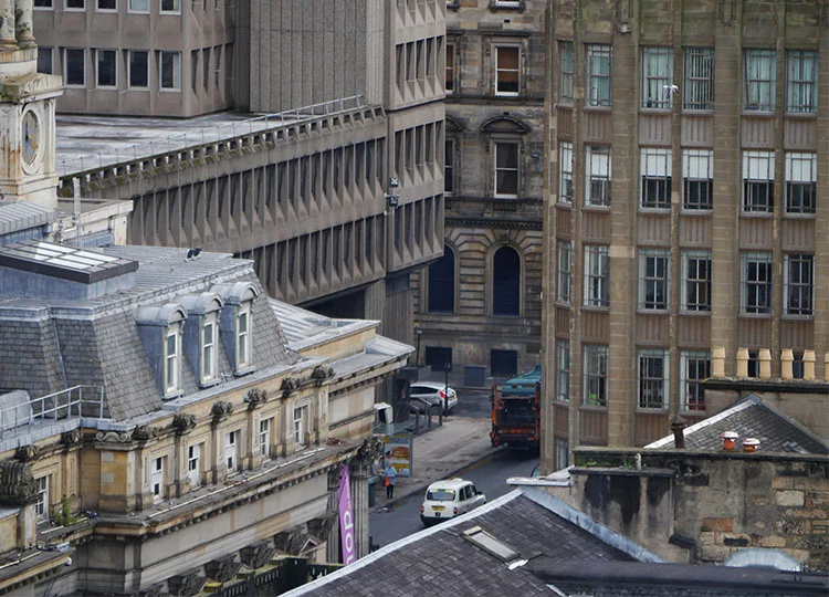 Looking down on inner Glasgow.