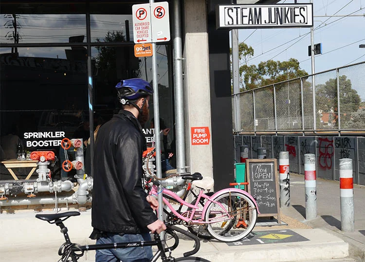 #bearded #cycling #hipster en route to the bike path