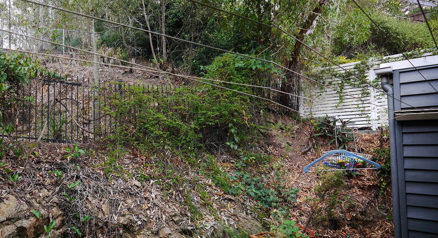 Existing sloping banks.
